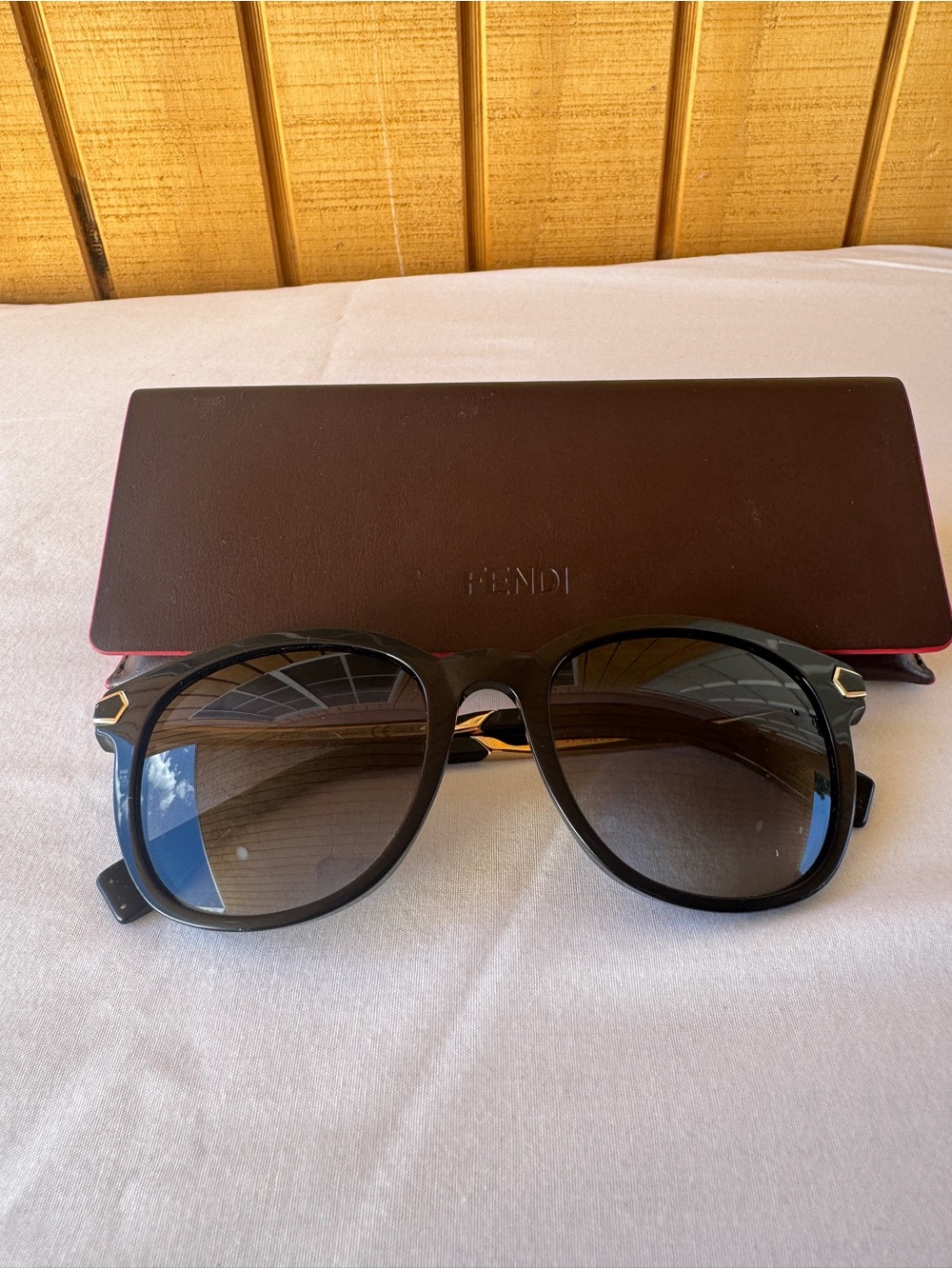 Fendi Black Sunglasses with Gold Accents